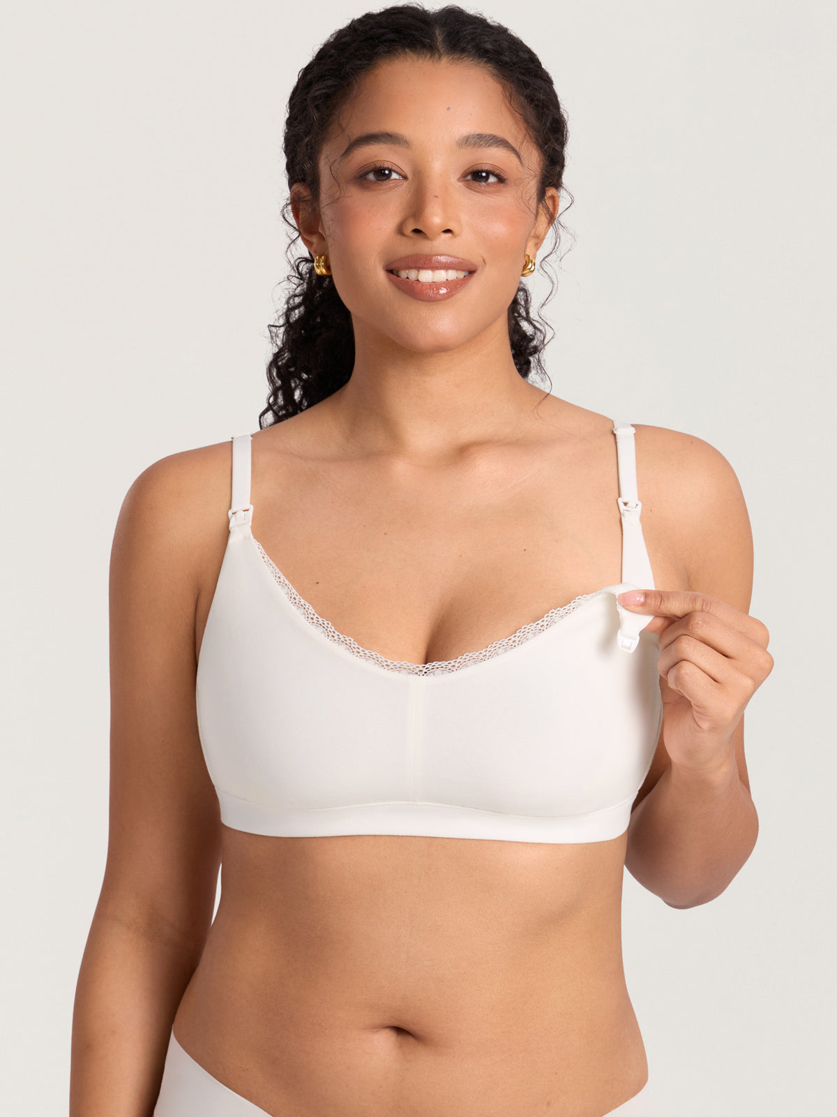 Cotton Lace Trim Nursing Bralette