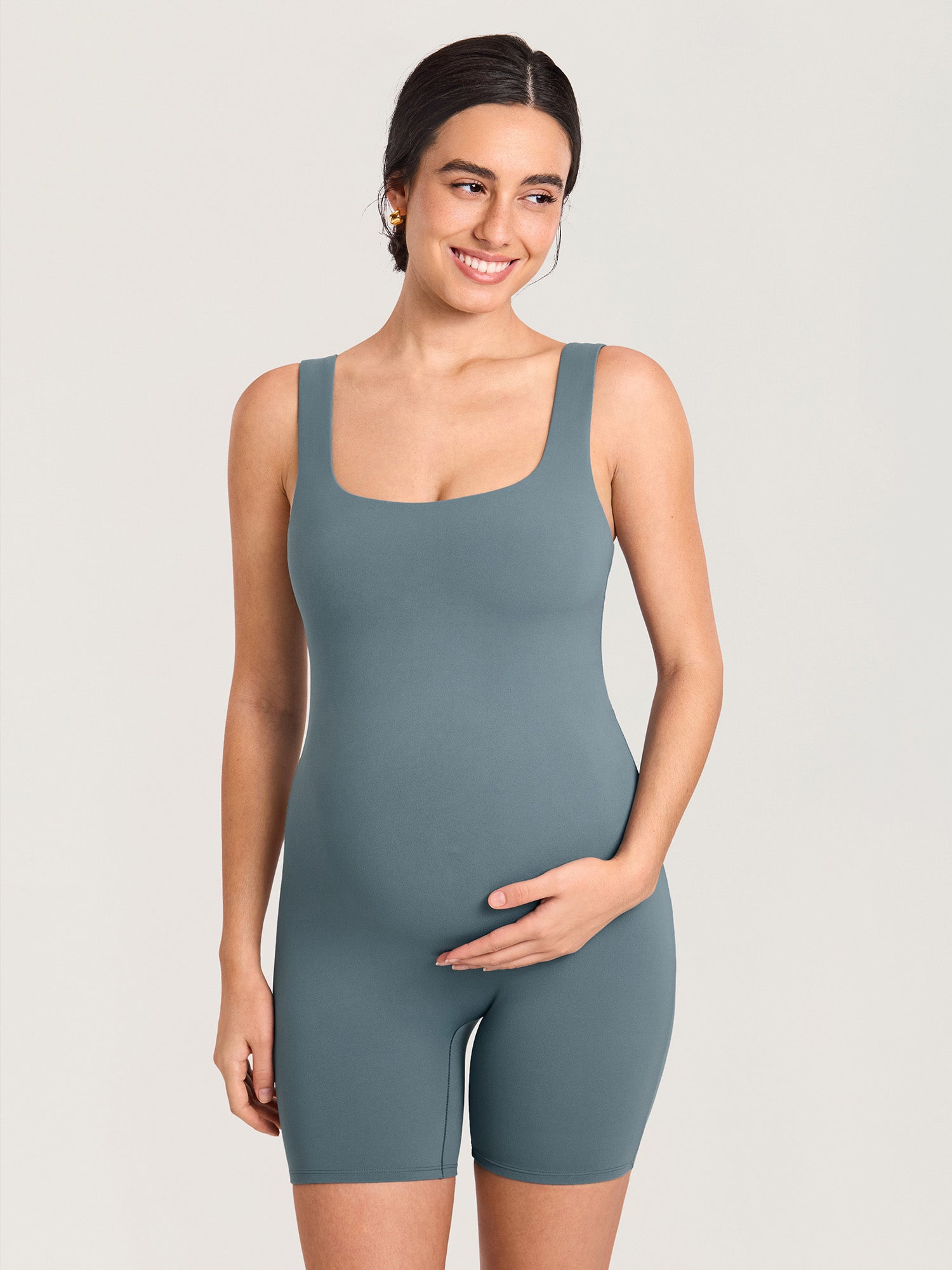 MOMANDA Women's Natrelax® Maternity Romper Haze Blue